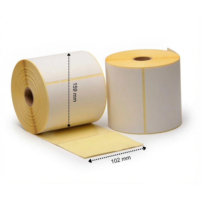 Thermische etiket, 102 mm x 159 mm, 280 etiketten per rol, kern 25 mm, wit, ECO, permanent