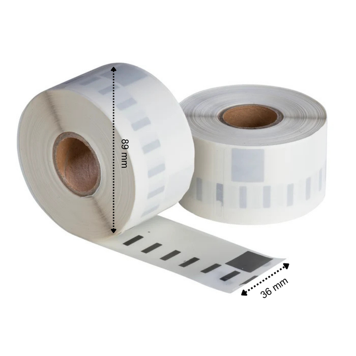 Dymo 99013 / S0722410 compatible labels, 36 mm x 89 mm, 260 etiketten per rol, transparant, permanent