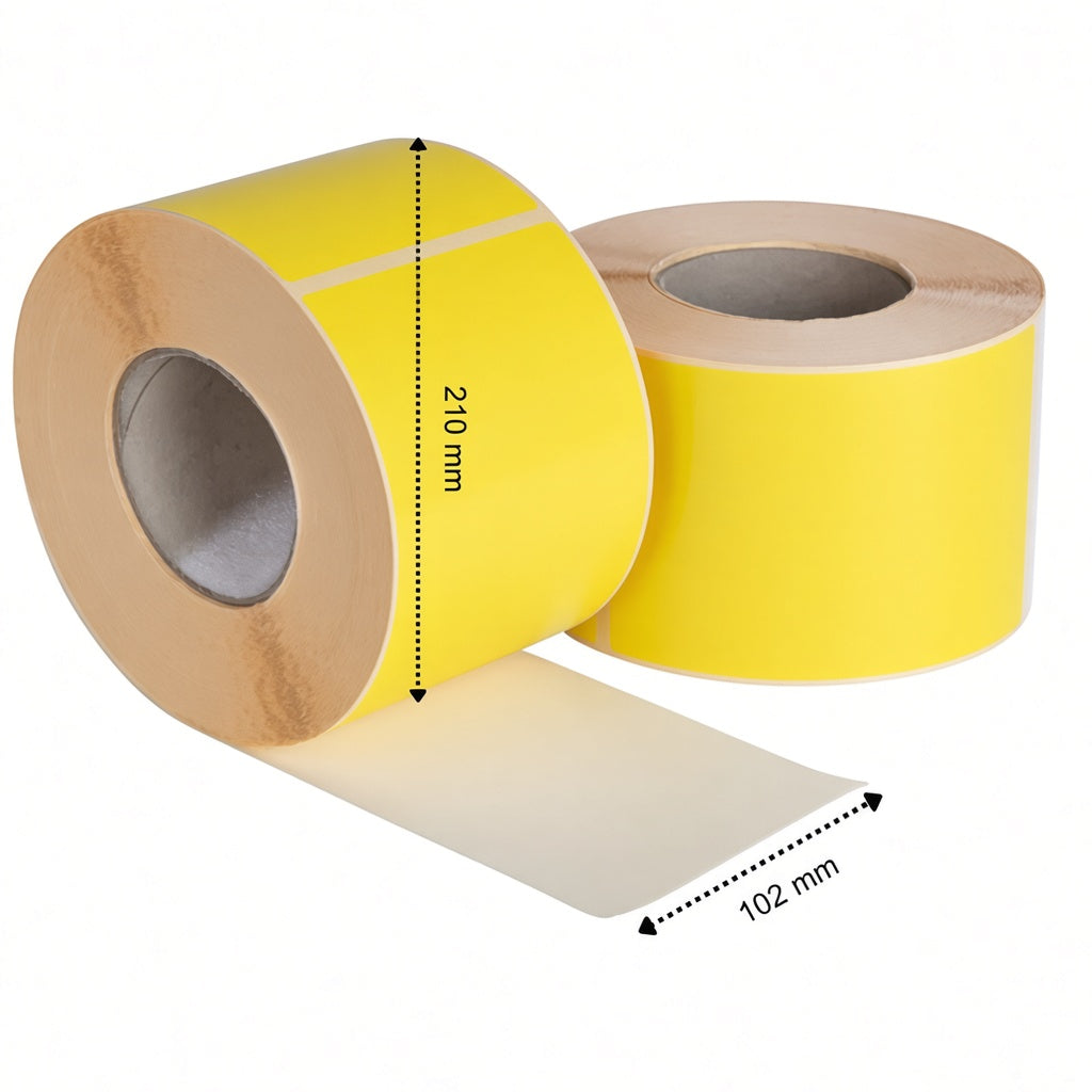 DHL Verzendetiketten, 102 x 210 mm, 810 etiketten, Thermisch ECO, Geel, permanent, kern 76 mm