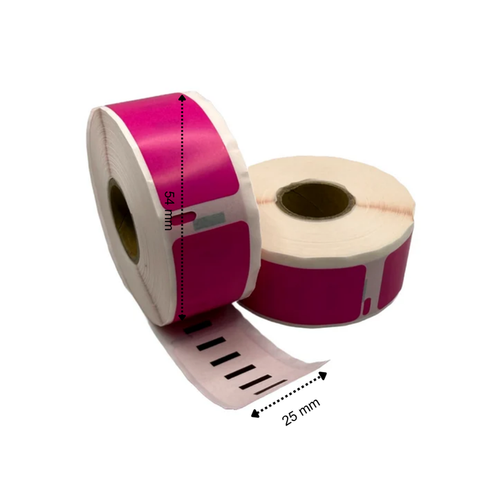 Dymo 11352 Compatibele Etiketten 54x25 mm 500 Labels per Rol Roze Permanent voor Etiketprinters