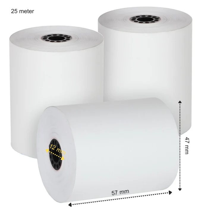 50 x thermische kassarollen 57x47x12 - 25 meter - A-kwaliteit thermisch papier
