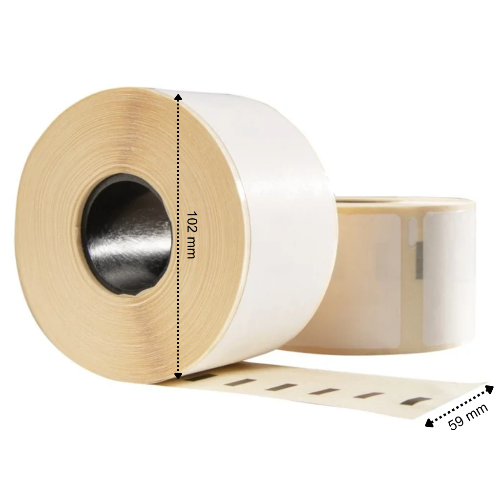 Kunststof Dymo 1933088 compatible labels, 59 mm x 102 mm, 300 etiketten per rol, wit, permanent PP