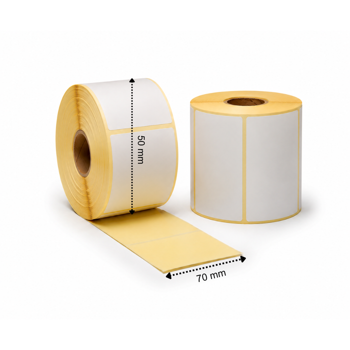 Thermische etiket, 70 mm x 50 mm, 1000 etiketten per rol, kern 45 mm, wit, ECO, permanent