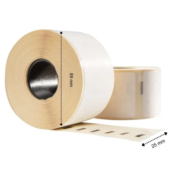 Kunststof Dymo 2112285 / 1933081 compatible labels, 89 mm x 25 mm, 350 etiketten per rol, wit, permanent PP
