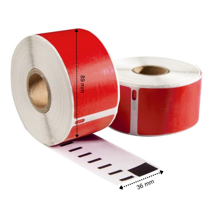Dymo 99012 Rood compatible labels, 89 mm x 36 mm, 260 etiketten, permanent
