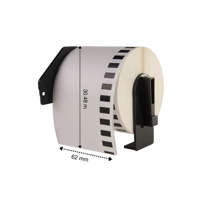Brother DK-22205 compatible labels, 62 mm x 30.48 m, incl brother houder, permanent
