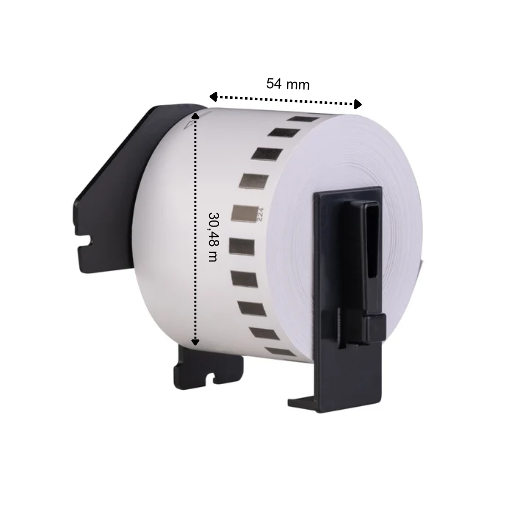Brother DK-55224 compatible labels, 54 mm x 30,48 m, incl brother houder, niet klevend papier