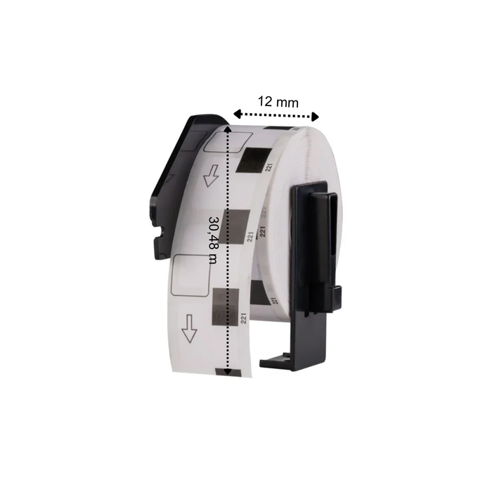 DK-22214 compatible labels, 12 mm x 30,48 m, incl brother houder, permanent
