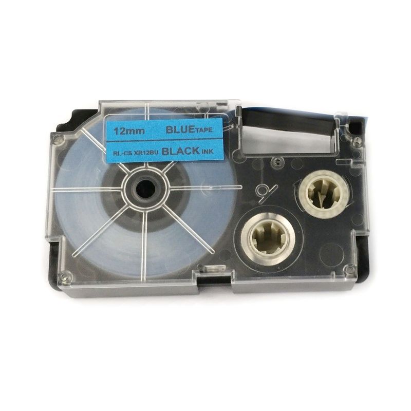 CASIO XR-12BU Compatible tape zwart op blauw 12 mm x 8 m