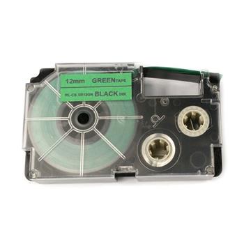 CASIO XR-12GN Compatible tape zwart op groen 12 mm x 8 m