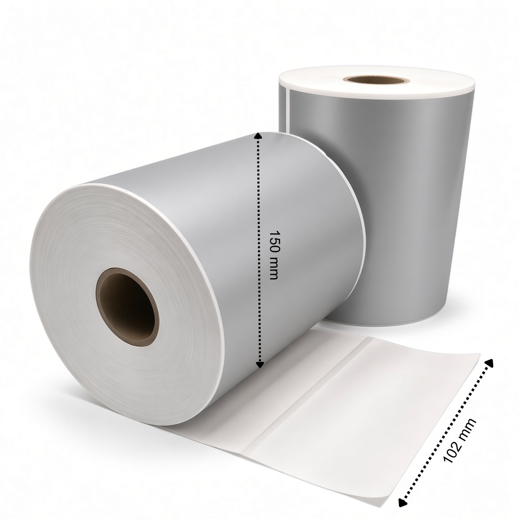 Verzendetiketten Zilver, 102 mm x 150 mm, 280 etiketten per rol, kern 25 mm, Thermisch ECO, permanent
