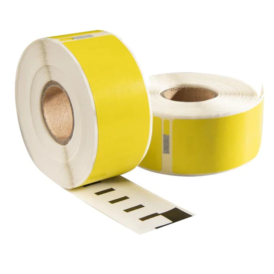 Dymo 11355 / S0722550 Geel compatible labels, 19 mm x 51 mm, 500 etiketten per rol, wit, permanent