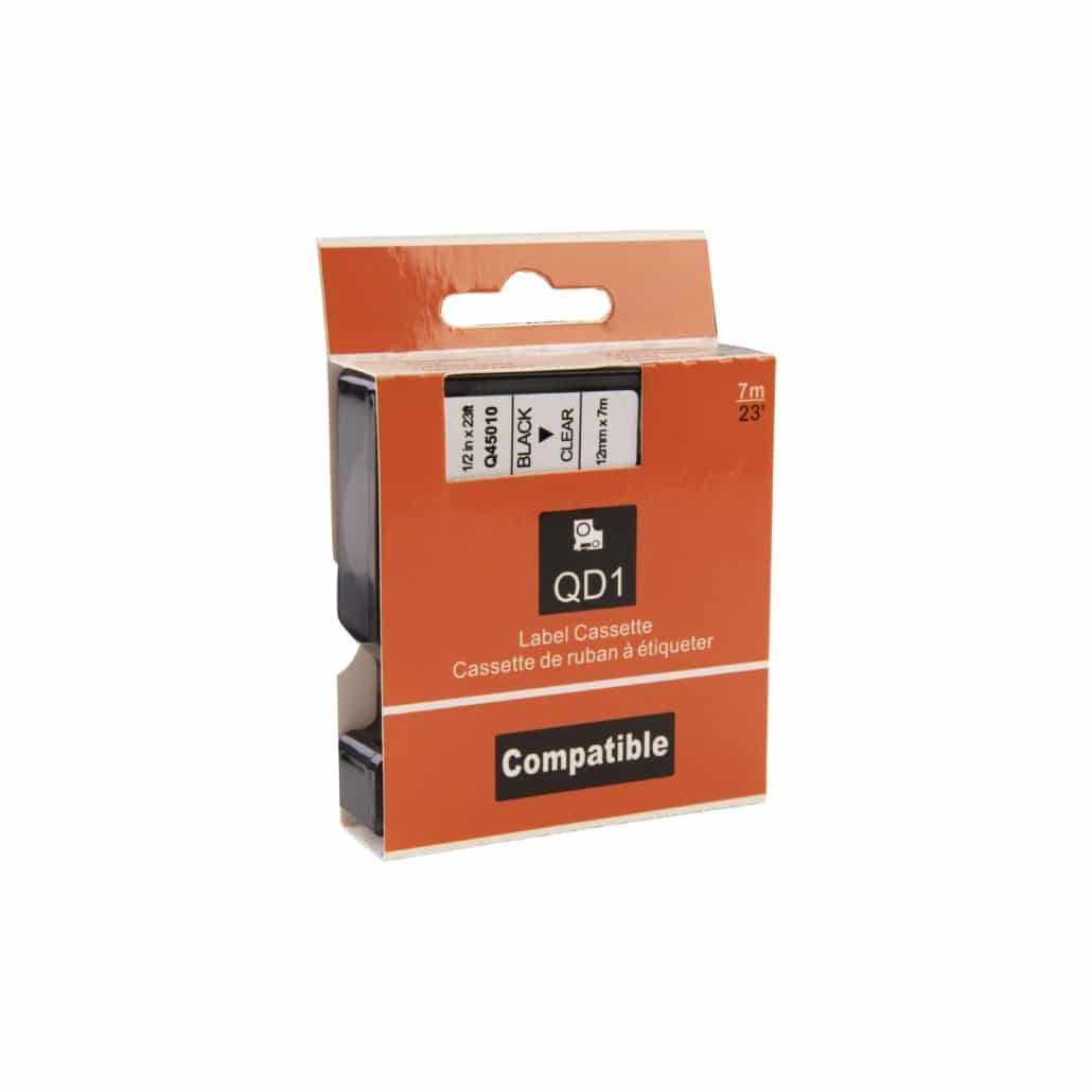 Dymo D1 Compatible 45013 (S0720530 ) tape zwart op wit 12 mm x 7 m