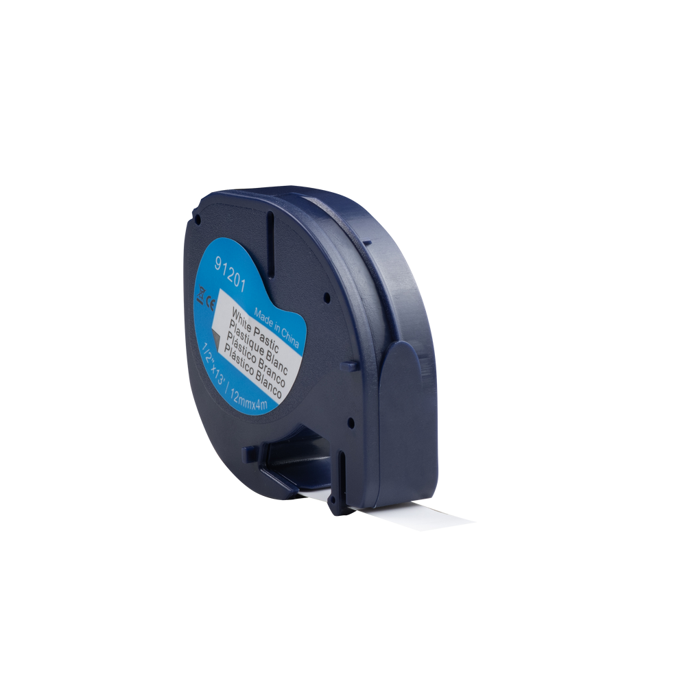 Dymo Compatible LetraTag  91221 (S0721660) tape zwart op wit 12 mm x 4 m