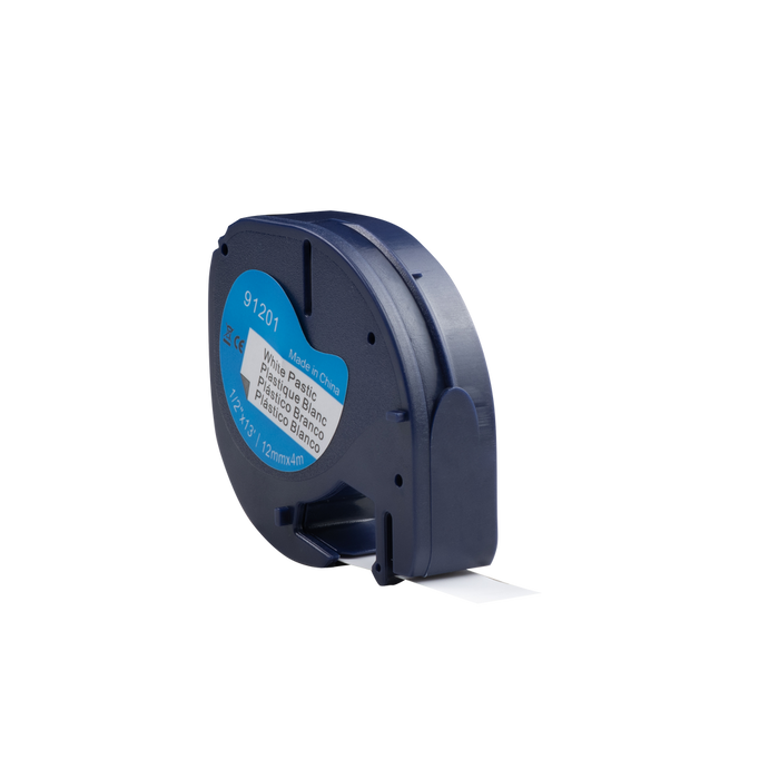 Dymo Compatible LetraTag  91221 (S0721660) tape zwart op wit 12 mm x 4 m