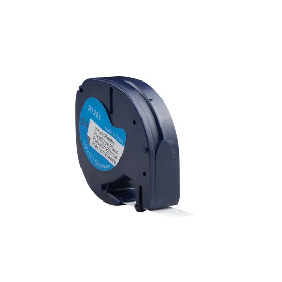Dymo Compatible LetraTag 91205 (S0721650) tape zwart op blauw 12 mm x 4 m