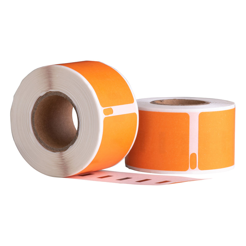 Étiquettes compatibles Dymo 99010 Orange, 89 mm x 28 mm, 130 étiquettes, permanentes