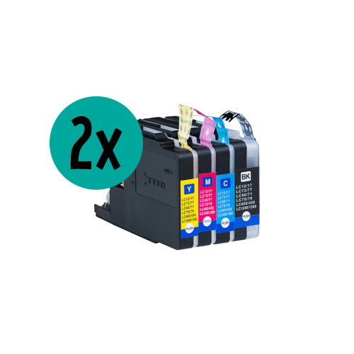 2 x Brother LC-1240 compatible XL inktcartridge CMYK voordeelbundel