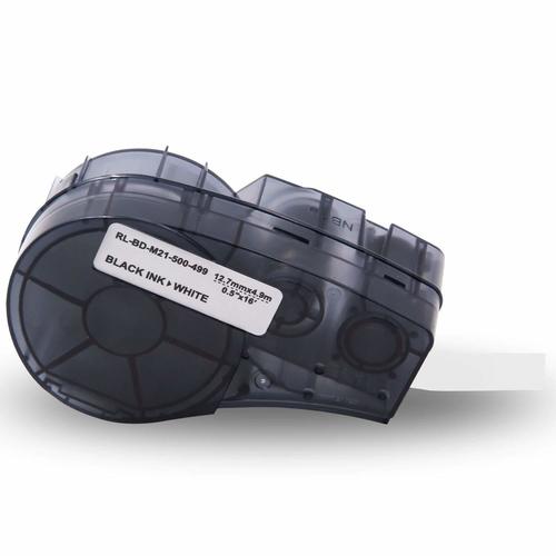 Brady M21-500-499 tape vinyl zwart op wit 12,7 mm x 4,88 m (compatible)
