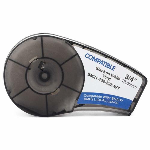 Brady M21-750-595-WT tape vinyl zwart op wit 19,1 mm x 6,40 m (compatible)