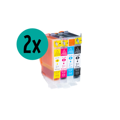 2 x pack économique CMJN compatible Canon CLI-8