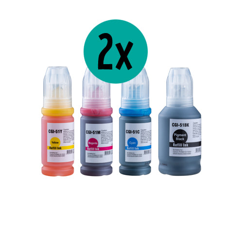 2 x Canon GI-51 compatible CMYK Voordeelbundel 