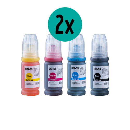 2 x Canon GI-53 compatible CMYK Voordeelbundel 
