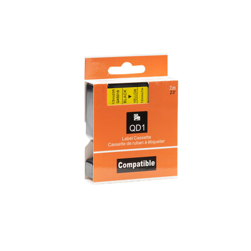 Dymo D1 Compatible 45018 (S0720580) tape zwart op geel 12 mm x 7 m