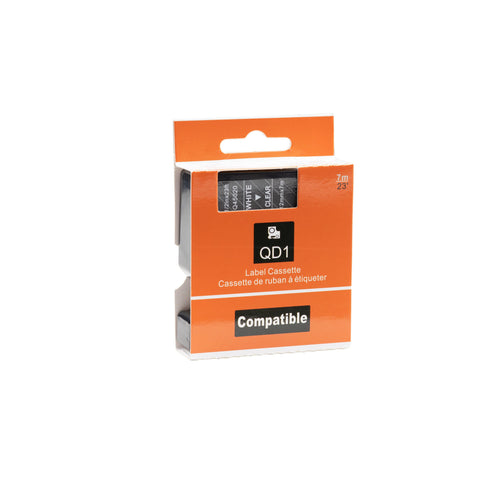 Dymo D1 Compatible 45020 (S0720600) tape wit op transparant 12 mm x 7 m