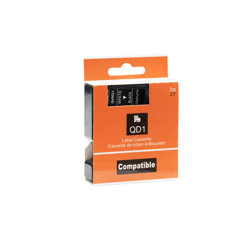 Dymo D1 Compatible 45021 (S0720610) tape wit op zwart 12 mm x 7 m