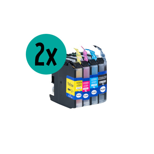 2x Brother LC-1000BK - LC-51BK - LC-970BK CMYK compatible inktcartridge XL voordeelbundel