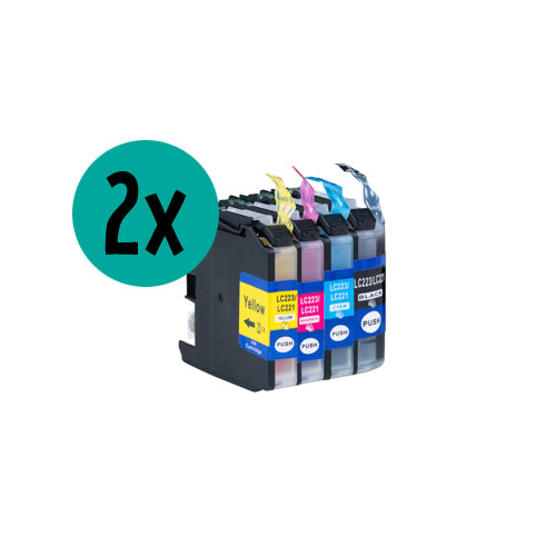2 x Brother LC-12E CMYK compatible inktcartridge voordeelbundel