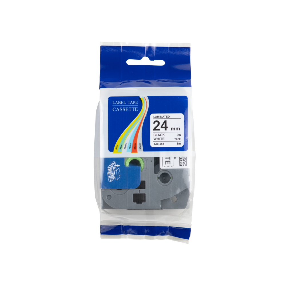 Brother compatible TZe-252 tape rood op wit 24 mm x 8 m